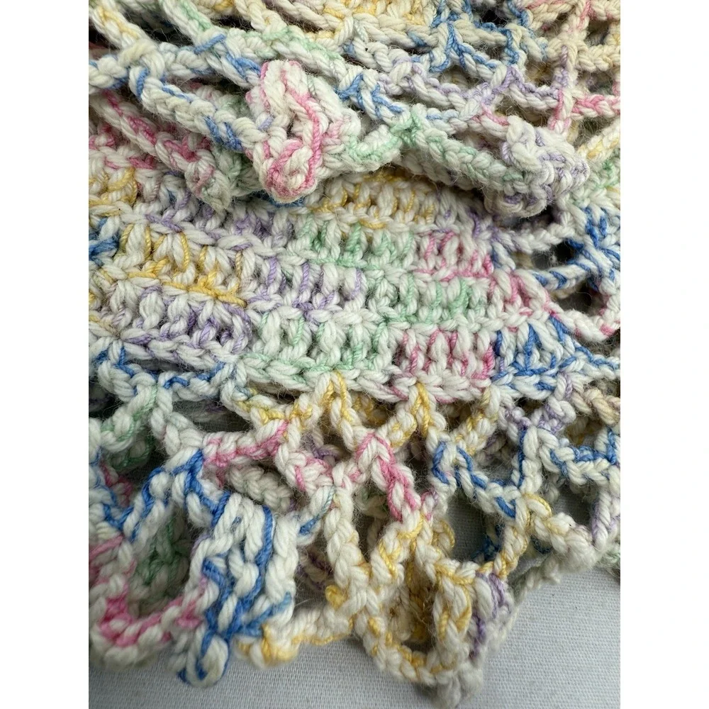 Vintage Crochet Doily Set of‎ 4 Pastel Pinwheel Lace 10